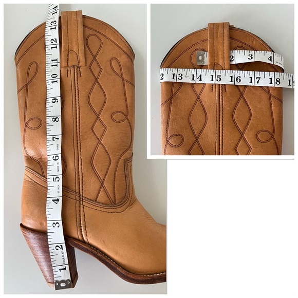 Vintage Frye Camel Coastal Cowgirl Southwest Boots Size 7.5 Narrow - Picture 16 of 16